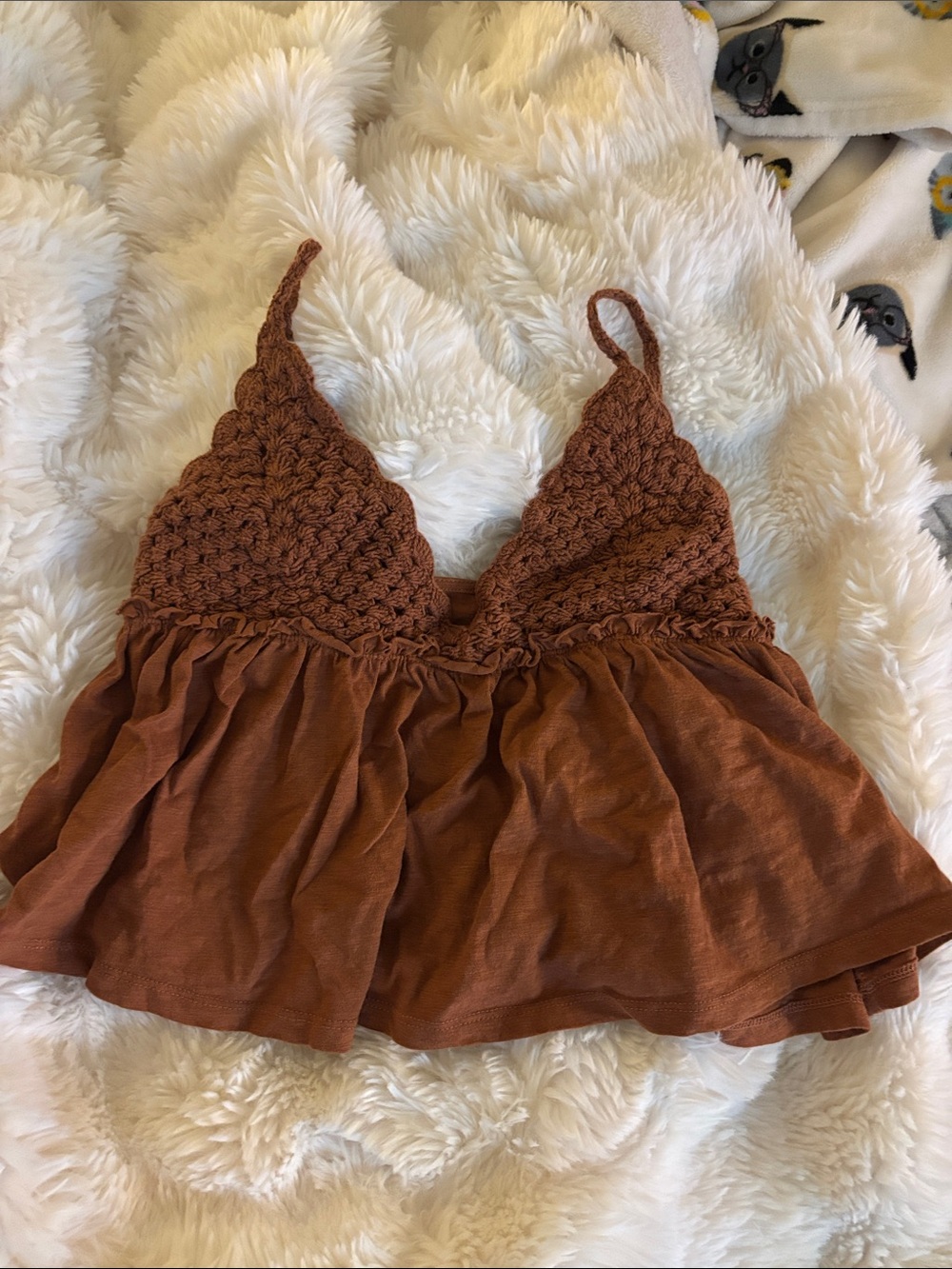 Altar'd State Rust Crochet Bralette Cami